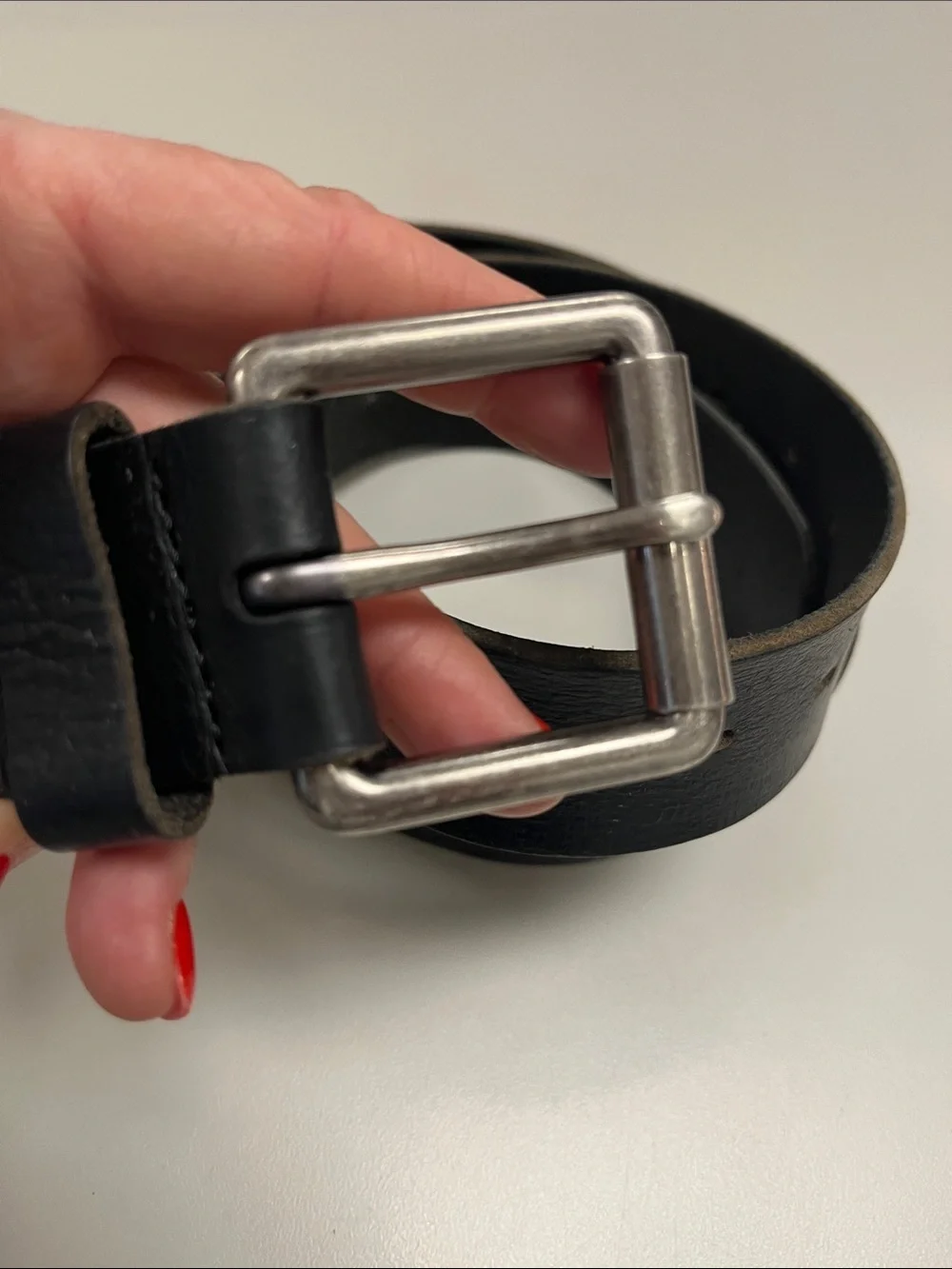 Dickies Black Leather Casual Belt with Metal Buckle